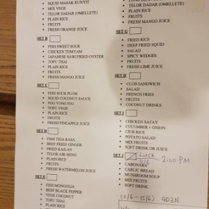Menu Abdul Chalet