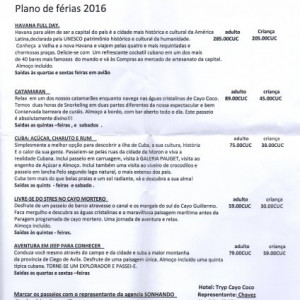 Panfleto excursões sonhando