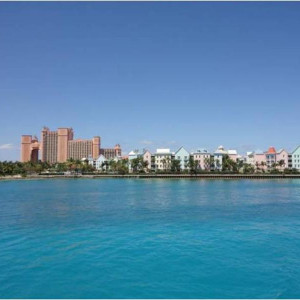 Casas típicas e o Atlantis em Paradise Island