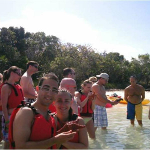 Uma paragem durante o passeio de kayak