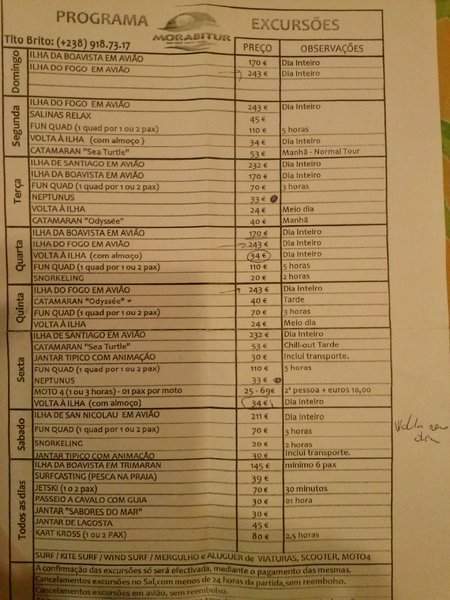 Documentos úteis do hotel - excursões