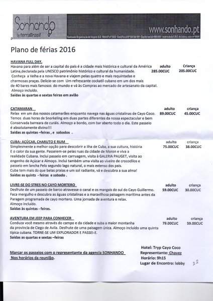 Panfleto excursões sonhando
